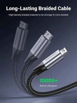 Micro USB 3.0 Cable, USB 3.0 A to Micro B Cord Nylon Braided External Hard Drive Cable Compatible with Samsung Galaxy S5, Note 3/Pro 12.2, Western Digital, Toshiba, My Passport, etc 3 FT