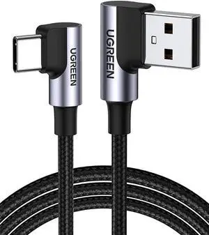 USB C Cable 90 Degree Type C Cable 18W Fast Charging USB A to USB C Cable Right Angle Compatible with iPad Mini 6Galaxy S21 S20 Note20 S21 Z Flip 3 Z Fold Pixel PS5 GoPro Hero 8 Switch 1.5ft