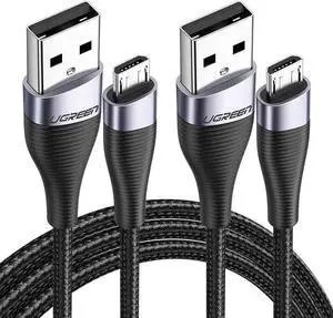 Micro USB Charger Cable 2 Pack Nylon Braided USB 2.0 A to Micro USB Android Quick Charge Cord with Bendable Wire Connection for Samsung LG Nokia HTC Moto Nexus 6FT