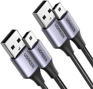 Mini USB Cable, 2 Pack (10 FT +10 FT) USB 2.0 Cable Nylon Braided USB Mini B Charging Cord Compatible with GoPro Hero 3+, PS3 Controller, Digital Camer, Dash Cam, MP3 Player, Garmin Nuvi GPS