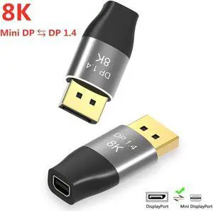 Mini Displayport to DisplayPort 1.4 Bi-Directional Converter (Female to Male, 8K@60Hz, 2-Pack), 8K Mini DP to DP Adapter for Mac Book Pro/air/Mac