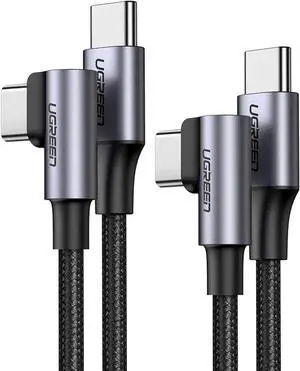 USB C to USB C Cable Right Angle 2 Pack, Type C 60W PD Fast Charging Cord Compatible with MacBook Air/Pro, iPad Mini 6/Air 4/Pro, Samsung Galaxy S21/S20/Note 20/Z Fold, Google Pixel, Switch 3FT