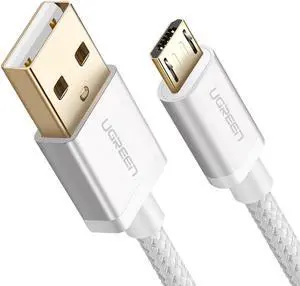 Micro USB Cable - 10FT Nylon Braided High Speed Durable Fast Charging USB Android Phone Charger Cord Compatible with Samsung Galaxy S7 S6 Note LG V10 Tablet PS4 MP3 White