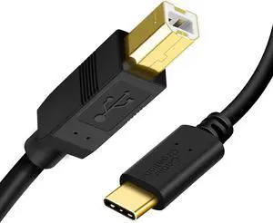 USB C Printer Cable 6.6FT USB C to Printer Cable USB C to B, Scanner Cable Printer Cable to USB C MIDI Cable for Yamaha Casio Digital Piano MIDI Controller DJ Controller, 2M Black