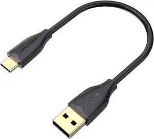 Short USB C Cable 0.5FT  USB A to USB C Cable USB to C Cable Fast Charging Cable 3A 480Mbps Data Compatible with MacBook Air Chromebook Pixel Galaxy S21 S20 S10 Other USB C Devices Black