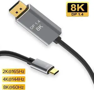 3.3ft USB C to DisplayPort Cable [8K@60Hz, 2K@240Hz], USB Type C to DP 1.4 Cable , [32.4 Gbps, Thunderbolt 3/4 Compatible] with MacBook Pro 2021/Air 2020, Mac Mini, iPad Pro, iMac, S20, XPS 15