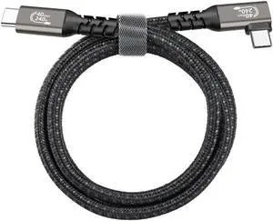 90 Degree USB-C to USB-C Cable (40Gbps) SuperSpeed [Certified] USB4 to USB Type-C, 240W Power (USB 3.1 & 3.2 Compatible) Nylon Braided, Dual 4k or Single 8K/5k @60hz Display (3.3ft/40Gbps)