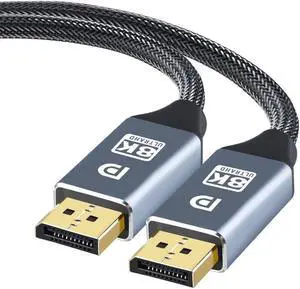 8K DP 1.4 Cable 6.6Feet, 8K Displayport Cable, Durable Pure Copper Cord, 32.4Gbps Ultra High Speed, 8K@60Hz, 4K@144Hz, Support HBR3, DSC 1.2, HDR10, Compatible for Graphics Card, VR Headset, Gray