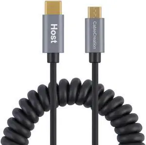 Coiled Micro USB to USB C Cable 4FT Coiled USB C to Micro USB OTG 480Mbps Type C to Micro USB Cable to USB C to USB Micro for MacBook Pro Air S21 S20 S10 Pixel 5/4/3/2 etc. 1.2M Black