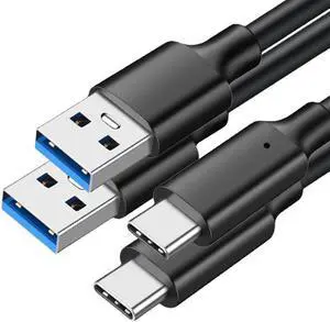 USB A to C 3.2 Gen 2 Cable - 10Gbps Data Transfer - 60W PD Charging - Thunderbolt Compatible - 1.6ft+1.6ft - for iPhone, MacBooks, iPads, PC, Docks, Phones, SSD,Hard Drives