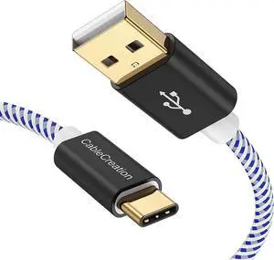USB C to USB Cable Short 0.8FT Durable USB C to USB A Short USB C Cable Fast Charging 3A 480Mbps Data USB A to USB C for Power Bank Stylus Pen S21 S20 Pixel GoPro Hero 25cm Blue