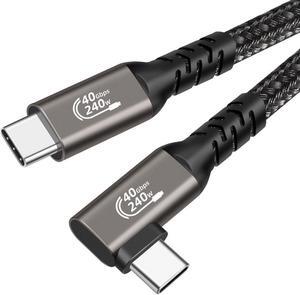 Right Angle USB4.0 USB C to USB C Cable, USB C 4.0 Gen3 Cable 1.5FT, USB-C Monitor Cable 8K, USB Type C Video Cable, 40Gbps 240W, for Mobile Phone, Notebook, MAC, SSD, Samsung,Switch