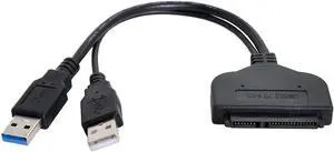 SATA to USB Cable USB 3.0 to 22 Pin 2.5" SATA Hard Disk Driver Adapter with Extral USB Power Cable