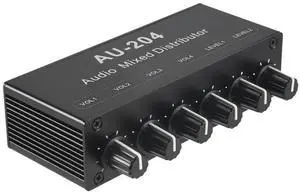 For Stereo Mixer Audio (2 Input 4 Output) Push Four Headphones or External Power Amplifiers Volume Independent Control