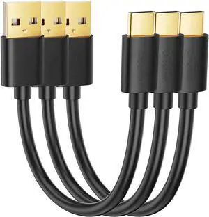 [3-Pack] USB C to USB Cable Short USB C to USB A Short 6 inch USB C Cable Fast Charging 3A USB A to USB C 480Mbps Data for Power Bank Stylus Pen S21 S20 Pixel GoPro Hero 0.15m Black