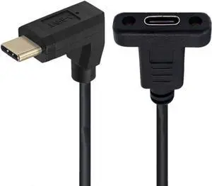 USB 3.1 Type C USB-C Male to USB-C Female Extension Data Cable 90 Degree Up & Down Angled 30cm
