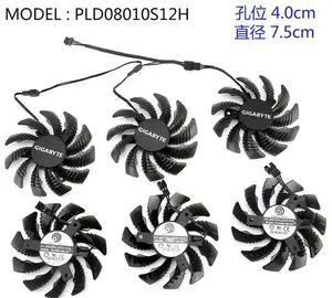 FOR T128010SM PLD08010S12H for GV-N970WF3OC-4GD GTX970 Graphics Video card Cooling fan Pitch 4.0 Diameter 7.5cm