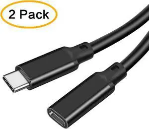 USB C Extension Cable [2-Pack/1.6FT] , Type-C Male to Female Extender Cord, 4K Video USB 3.1 Gen 2 100W Charging 10Gbps/USB 3.2 Transfer for Galaxy, MacBook, iPad, PSVR2, Dell XPS MS Surface Book More