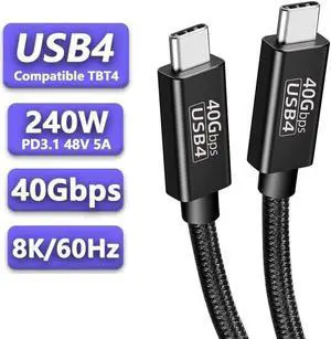 1.5FT USB 4 Cable with 8K Video Output,Supports 40Gbps Data Transfer,240W USB C to USB C Charging Cable,Compatible with Thunderbolt 4 Monitor,Docking, Mobile Phone, Switch
