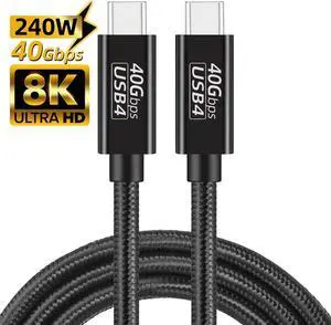 USB 4 Cable: Supporting 8K HD Display, 40 Gbps Data Transfer and Powerful 240W Charging USB C to Type-C Cable for Laptop, Hub, Docking, Mobile Phone(1.5ft)