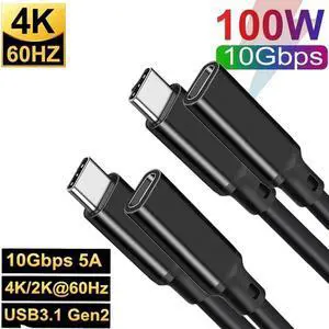 100W USB C Extension Cable, USB C Male to Female Extender USB 3.2 Gen2 Fast Charge 10Gbps Data Transfer & 4K Video Compatible with USB C Hub, iPad, MacBook Air,Dell (1.6FT, 2PACK)
