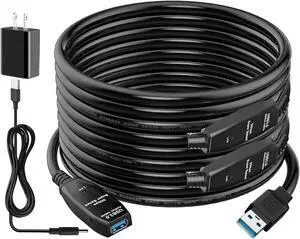 16 Feet Active USB Extension Cable 3.0 Male to Female with 1 Extension chipsets Signal Booster - Active Extension/Repeater Cord for Webcam,Gamera, USB Hub, Keyboard, Hard Drive, Printer