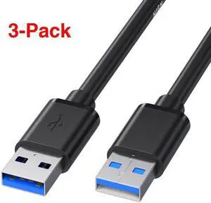 USB to USB Extension Cable Male to Male 3.0 2.0 USB Extender Cord for Hard Drive TV Box Laptop USB 3.0 Cable Extension, 1.6Ft, 3-Pack