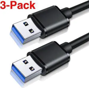 USB3.0 to USB3.0 Cable [1.6Ft, 3-Pack], Type A Male to Male USB 3.0 Extension Cable for Radiator Hard Disk Webcom USB3.0 Cable Extender
