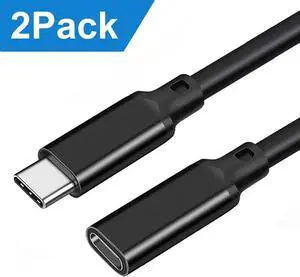 USB C Extension Cable 1.6ft, USB C to USB C Male to Female, Type C Extender Cord USB3.1 Gen2 100W Fast Charging 10Gbps Transfer & 4K Video Compatibility with Laptop Tablet Mobile Phone, 2-Pack