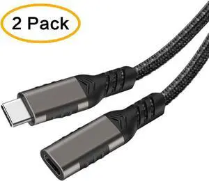 USB C Extension Cable 1.6FT/2Pack, Extension Cable Type C 3.2 Gen2 Male to Female 100W Fast Charging & 4K Video Audio & 10Gbps Data Transfer for Galaxy S23, iPad Mini/pro, MacBook Air M2/ M1