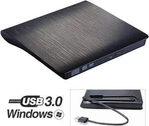 External CD DVD Drive, USB 3.0 DVD CD Player, Plug & Play Burner High Speed Data Transfer DVD Player for Laptop Notebook PC Desktops Support Windows /Vista/7/8.1/10, Mac OS and Linux OS (Black)