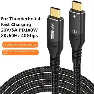 USB 4.0 8K HD Video 40Gbps 100W 1.6ft PD Fast Charging Nylon Braided Cable Supporting Thunderbolt 3/4,USB4.0 gen 3,8K & Ultra HD Display for iPhone15/15 Pro Max, Mac MacBook Pro, SSD eGPU