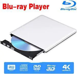 Aluminum External Blu-Ray Player Drive for Laptop, Portable High-Speed USB-C&USB 3.0 CD Burner/DVD Reader Writer for PC Desktops, Compatible with Windows/Mac OSX/Linux (ODP1202), Silver