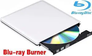 Aluminum External Blu-Ray Burner Player Drive, USB 3.0 O Type C Dual Port DVD Burner CD DVD Rewriter Burner Writer Support WindowsXP/7/8/10, MacOS, Linux for MacBook, Laptop, Desktop, Silver