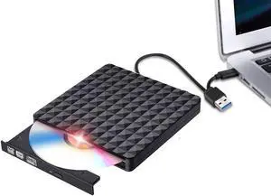 Diamond Pattern External CD DVD Drive, USB C Writer Type C USB 3.0 CD DVD RAM Burner Combo High Speed Re-Writer for Laptop Notebook PC Desktop Computer
