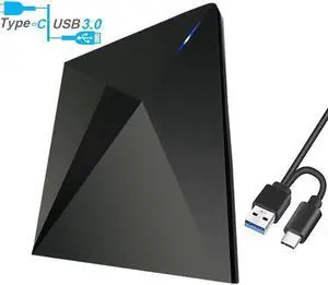 Polaris External CD DVD Drive USB 3.0 Type-C Portable DVD/CD ROM +/-RW Drive Burner Rewriter for Windows 10 Laptop Desktop PC, MacBook Pro/ Air, iMac