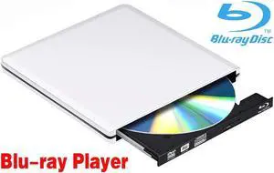 Aluminum Blu-Ray Player for Laptop, USB 3.0 Type-C Portable External CD DVD Blu-Ray Drive, Slim DVD/CD ROM Rewriter Burner Compatible with Laptop Desktop PC Windows Linux OS Apple Mac, Silver