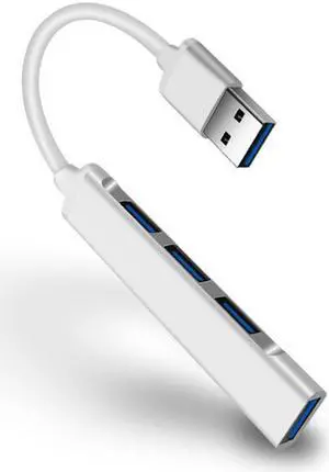 USB3.0 with 4-Port Hub,USB3.0 Adapter, Slim Aluminum,USB Hub with 4 Port USB 3.0 for Laptop, PC, Computer, Mobile HDD, Flash Drive USB Laptops and Other USB Devices-Silver