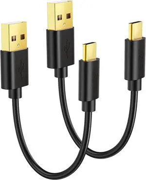 [2-Pack] USB C to USB Cable Short USB C to USB A Short 6 inch USB C Cable Fast Charging 3A USB A to USB C 480Mbps Data for Power Bank Stylus Pen S21 S20 Pixel GoPro Hero 0.15m Black
