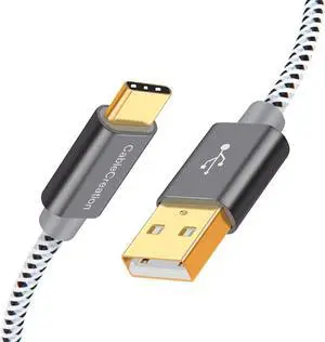 Short USB C Cable 1.6 FT USB A to USB C Cable Braided USB to C Cable Fast Charging 3A 480Mbps Data for MacBook Air, iPad Pro, iPad Mini, Chromebook Pixel, S21 S20 S10, 0.5m Gray
