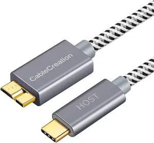 Short USB C Hard Drive Cable 1FT, USB 3.1 C to Micro B Cable 10Gbps USB C to Hard Drive Cable Compatible with MacBook Pro Air Galaxy S5 My Passport Elements etc, 0.3m Space Gray