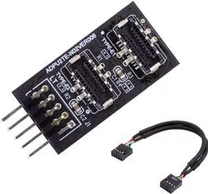 Dual USB 3.1 Type-E Key-A Front Panel Socket to USB 2.0 9Pin Mainboard Header Extension Adapter with 9Pin Cable