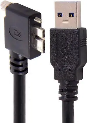 USB 3.0 A Male to Micro B Left Angled 90 Degree Cable with Locking Screws for Nikon D800 D800E D810 5m