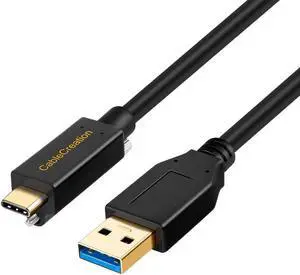 USB C to A Cable (10Gbps/3A), 3.3Ft USB 3.1 Type C Single Screw Locking to Standard USB 3.0 Data & Charging Cable, Panel Mount Type Compatible with MacBook Pro, Pixel 3 XL,1M / Black