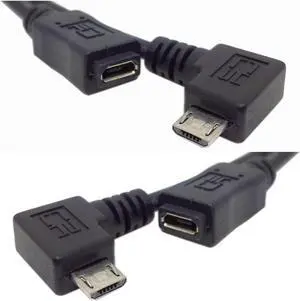 Micro USB 2.0 Male to Micro USB 2.0 Female Extension Cable Left & Right 90 Degree Angled Full Pin Connected 0.5M Micro USB 2.0 Male to Micro USB 2.0 Female Extension Cable Left & Right 90 Degree Angled Full Pin Connected 0.5M