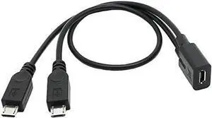 Micro USB Female to 2 Micro USB Male Splitter Extension Charge Cable for Galaxy S5 i9600 S4 I9500 Note2 N7100 S3 I9300 S2 9100