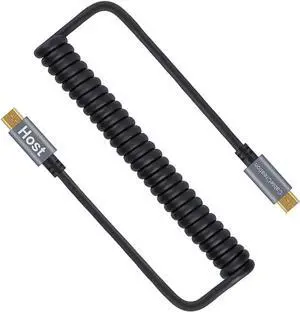 Micro USB to Micro USB Cable, (0.56ft to 4ft) Coiled Micro USB OTG Cable with Gold Plated Connector Aluminium Shell Compatible for Smart Phones, Tablets, DJI Remote and More, Black