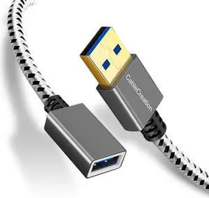 Short USB 3.0 Extension Cable, 1FT USB 3.0 A Male to Female Extender Cable Extender Cord Compatible for Oculus VR, Playstation, Keyboard, Printer, Space Gray Aluminum