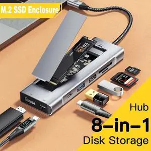USB C Docking Station - Universal Laptop Docking Station 8 in 1 for Thunderbolt 3/4, USB C Dock with M.2 SSD Enclosure, USB 3.2, USB-A,100W PD, 10Gbps USB C, SD/TF Card Reader and 4K HDMI