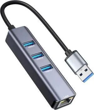 USB 3.0 to Ethernet Adapter, 4-in-1 USB-A to Gigabit Ethernet LAN Network Adapter for MacBook Pro/Air 2021/2020/2019, iPad Pro 2021, Chromebook, XPS, Surface Book 3/2/Go